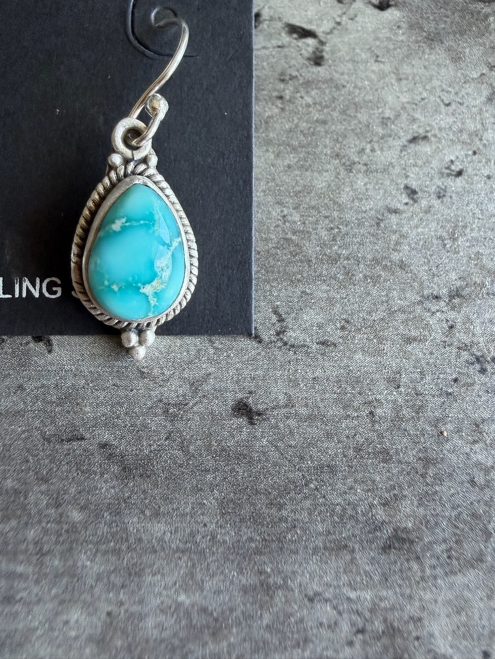 White Water Sterling Silver Turquoise Teardrop Dangle Earrings - Picture 3 of 5
